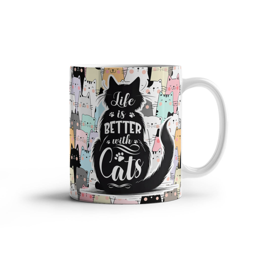 Life Is Better With Cats Coffee Mug, Cat Lover Gift
