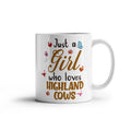 Just A Girl Who Loves Highland Cows Coffee Mug 11oz, Highland Cow Gift, Cute Farm Animal Mug, Christmas Gift for Her