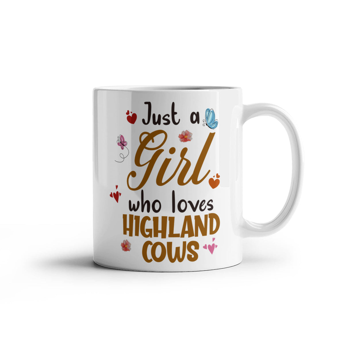 Just A Girl Who Loves Highland Cows Coffee Mug 11oz, Highland Cow Gift, Cute Farm Animal Mug, Christmas Gift for Her