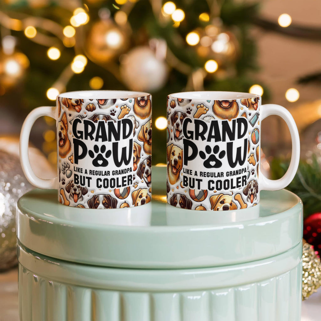 Grandpaw Like A Regular Grandpa But Cooler Coffee Mug 11oz, Dog Grandpa Gift, Funny Christmas Gift for Grandpa
