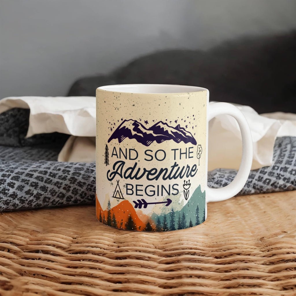 Adventure Awaits Camper Van Mountains Coffee Mug 11oz, Travel Lover Gift, Camping Mug