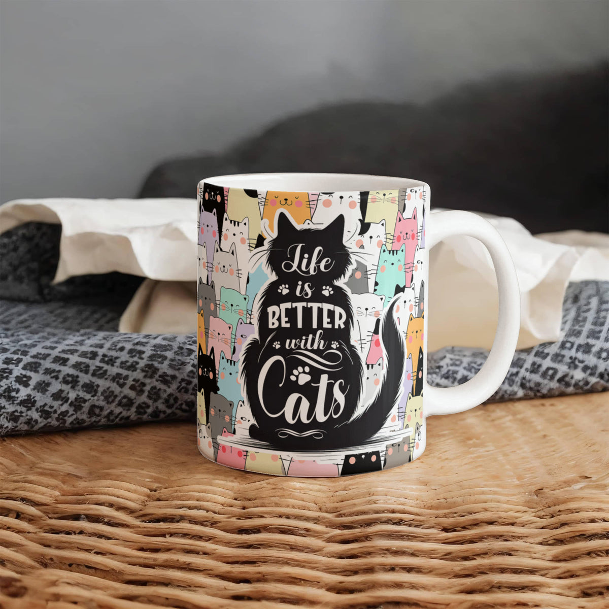 Life Is Better With Cats Coffee Mug, Cat Lover Gift