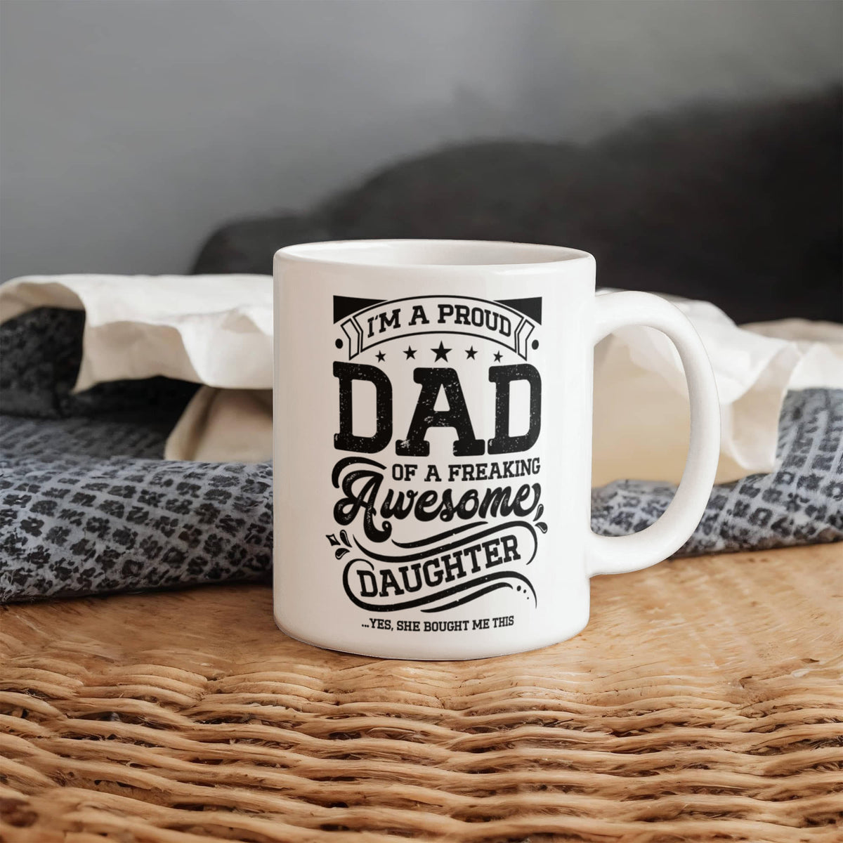 I'm A Proud Dad Of A Freaking Awesome Daughter Coffee Mug, Funny Dad Gift From Daughter