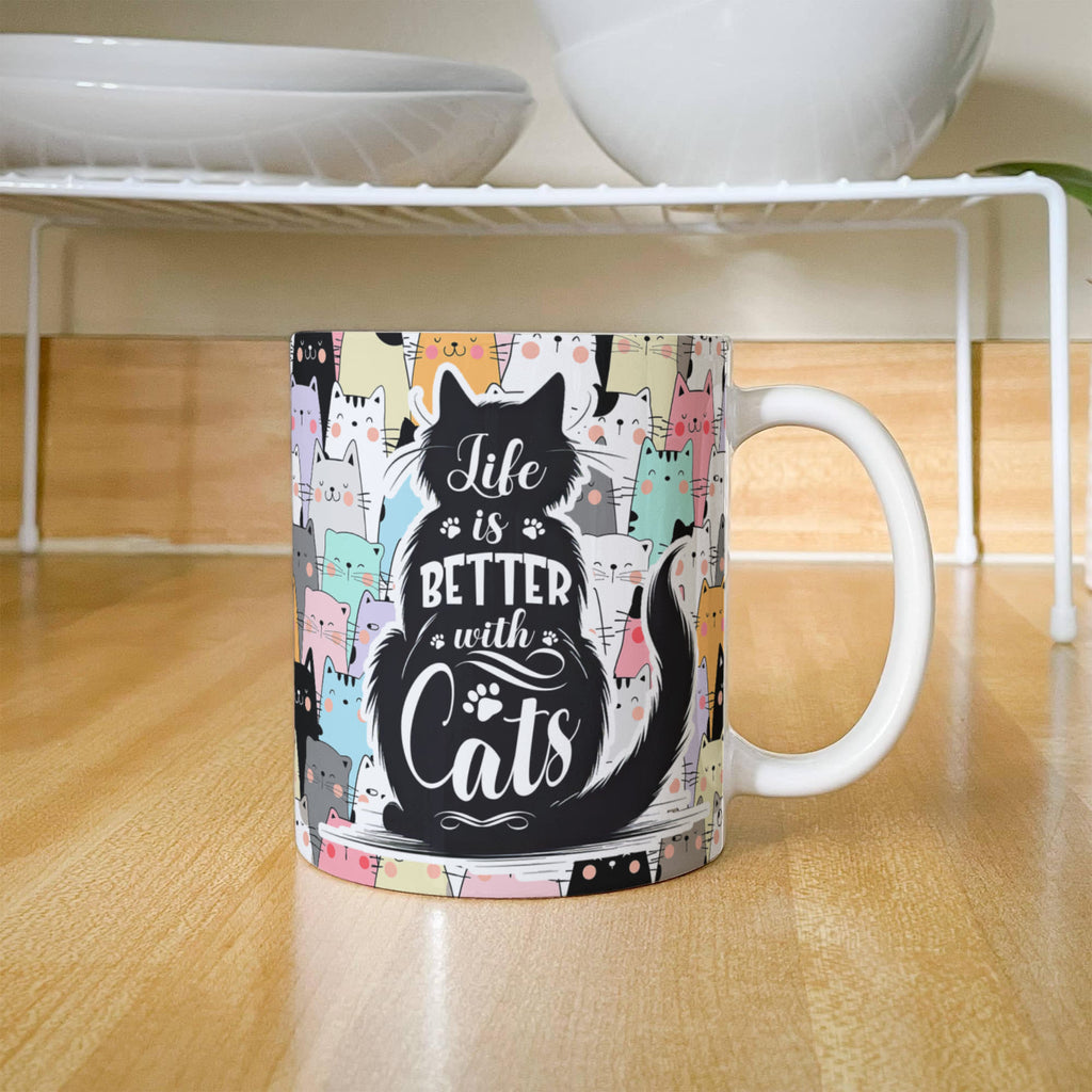 Life Is Better With Cats Coffee Mug, Cat Lover Gift