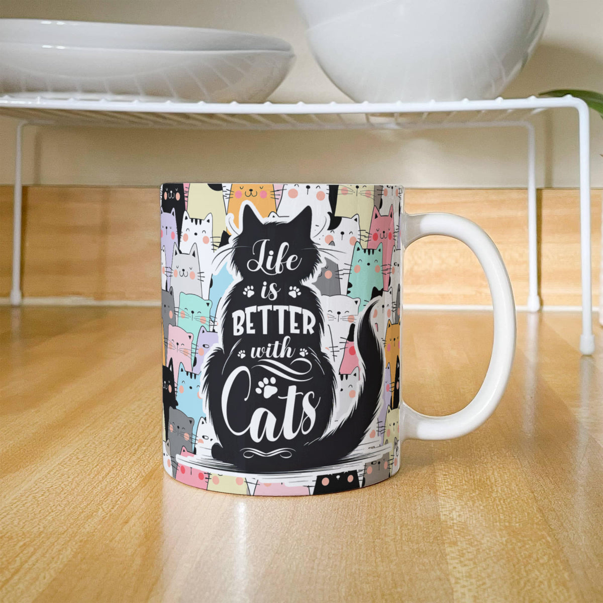 Life Is Better With Cats Coffee Mug, Cat Lover Gift