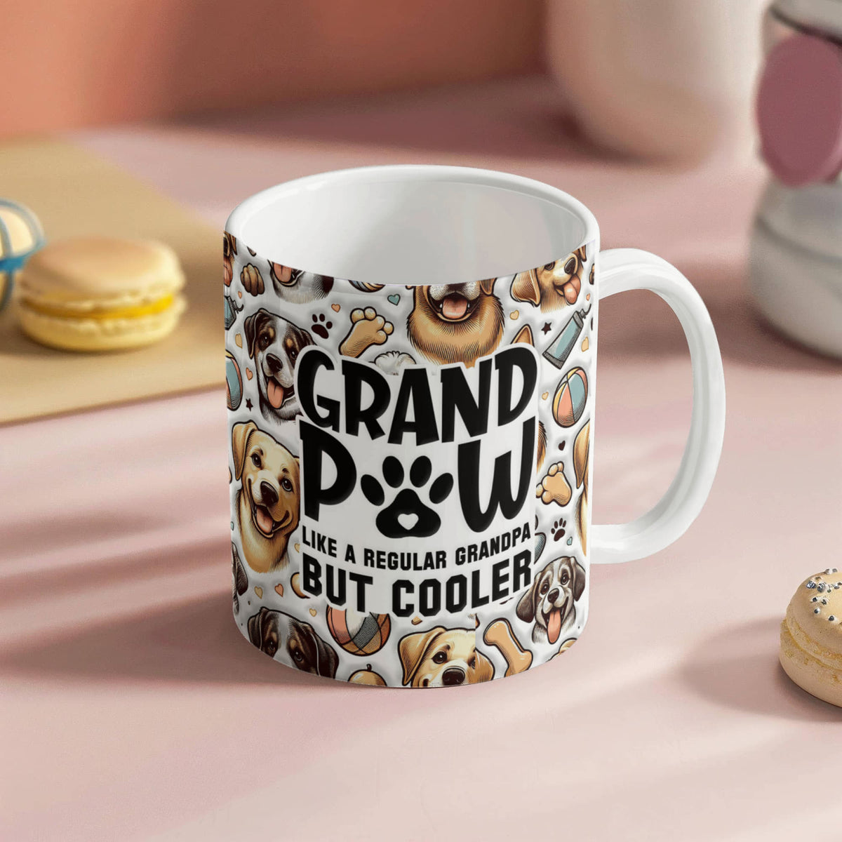 Grandpaw Like A Regular Grandpa But Cooler Coffee Mug 11oz, Dog Grandpa Gift, Funny Christmas Gift for Grandpa