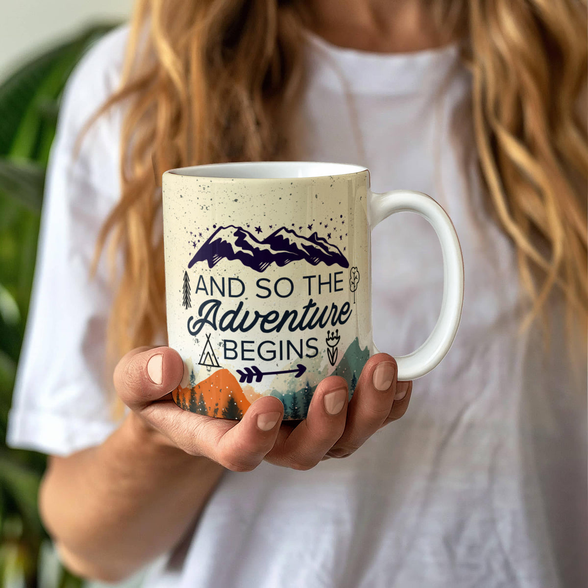Adventure Awaits Camper Van Mountains Coffee Mug 11oz, Travel Lover Gift, Camping Mug