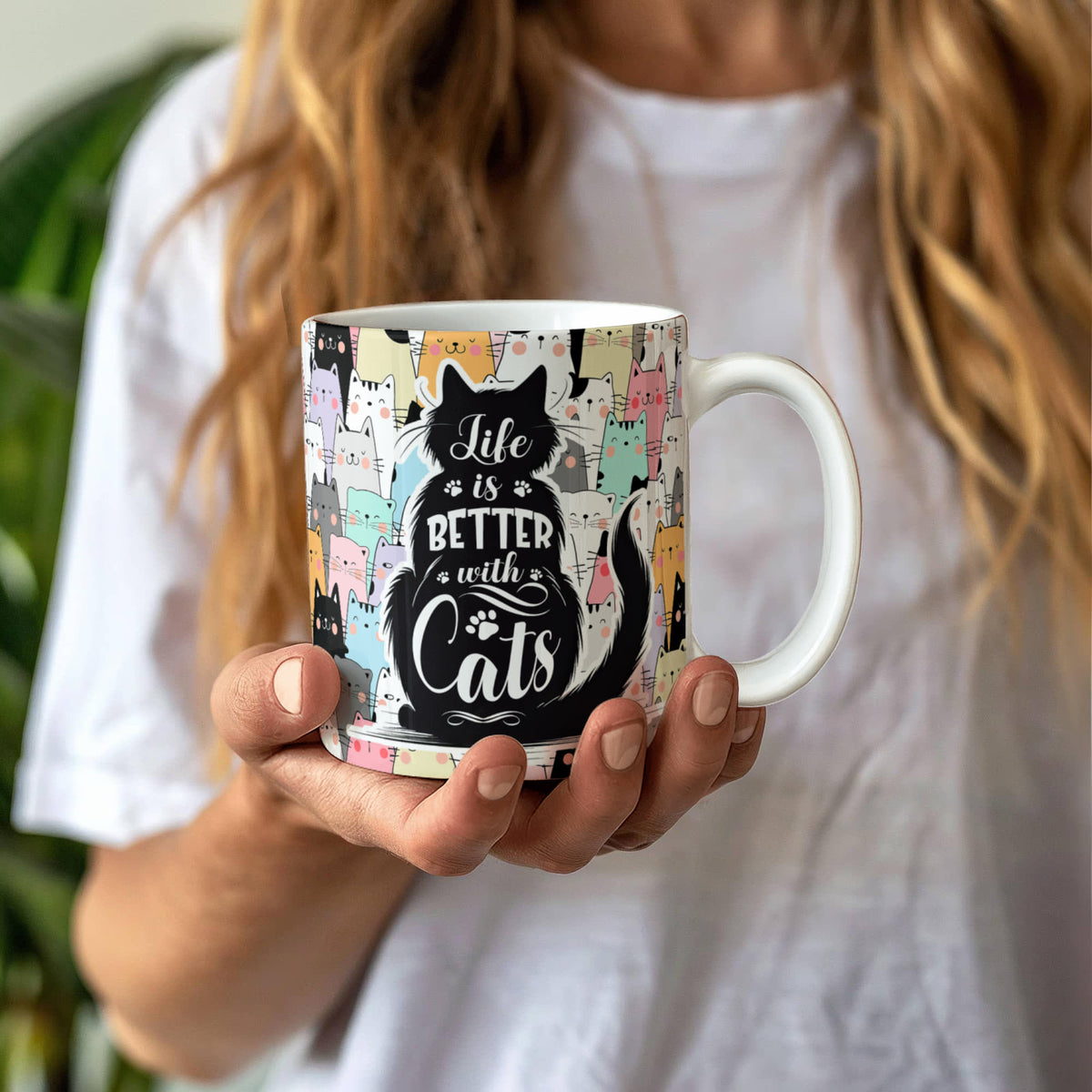 Life Is Better With Cats Coffee Mug, Cat Lover Gift
