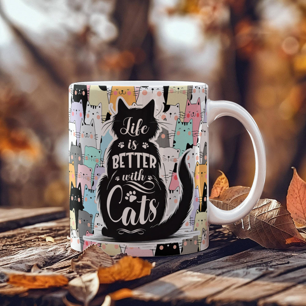 Life Is Better With Cats Coffee Mug, Cat Lover Gift