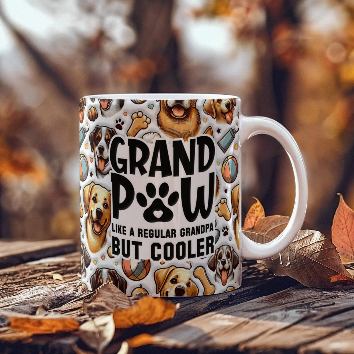 Grandpaw Like A Regular Grandpa But Cooler Coffee Mug 11oz, Dog Grandpa Gift, Funny Christmas Gift for Grandpa