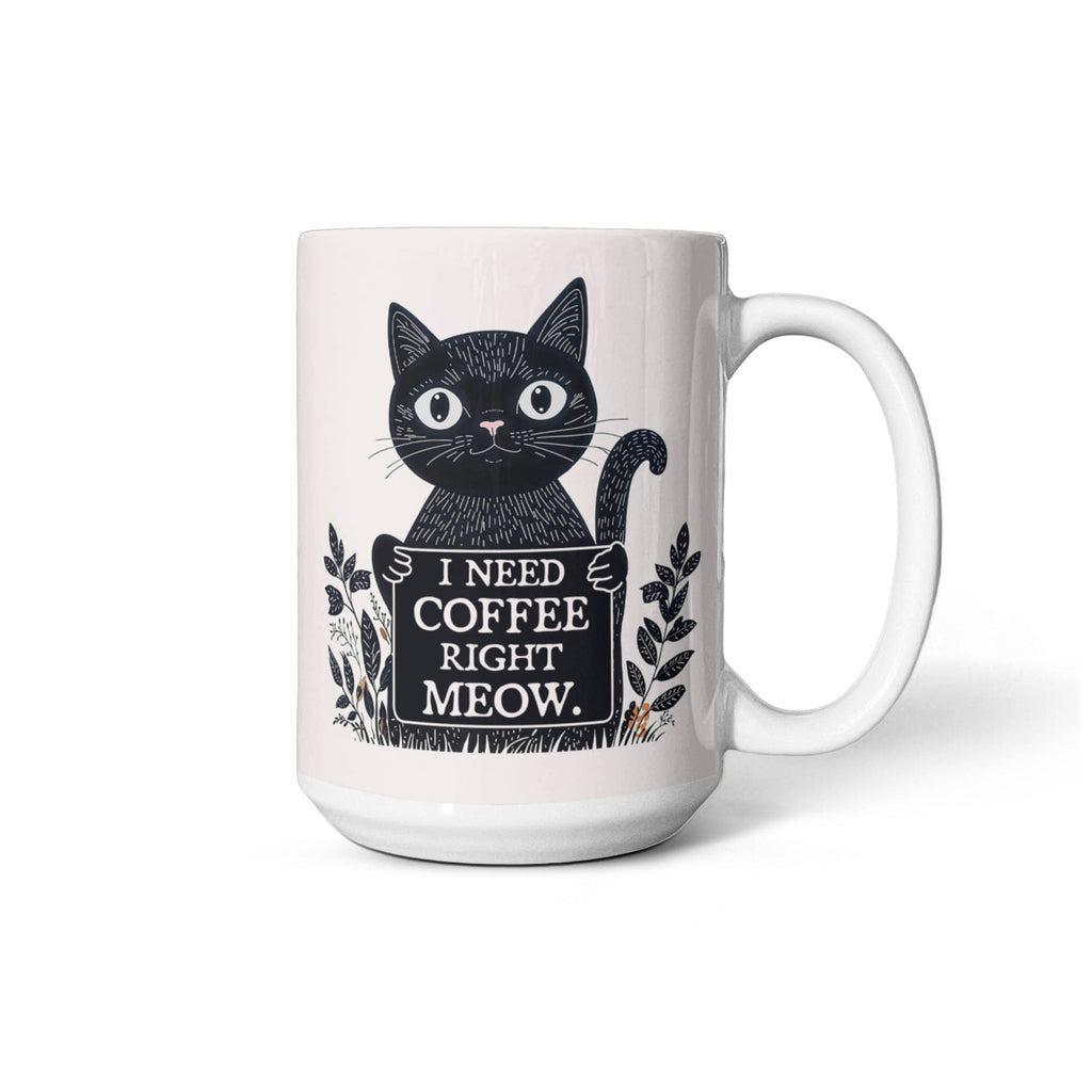 I Need Coffee Right Meow Coffee Mug, Funny Cat Lover Gift