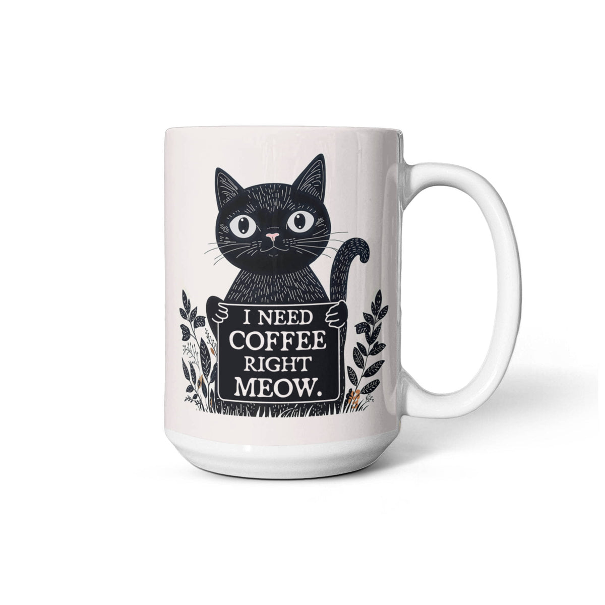 I Need Coffee Right Meow Coffee Mug, Funny Cat Lover Gift