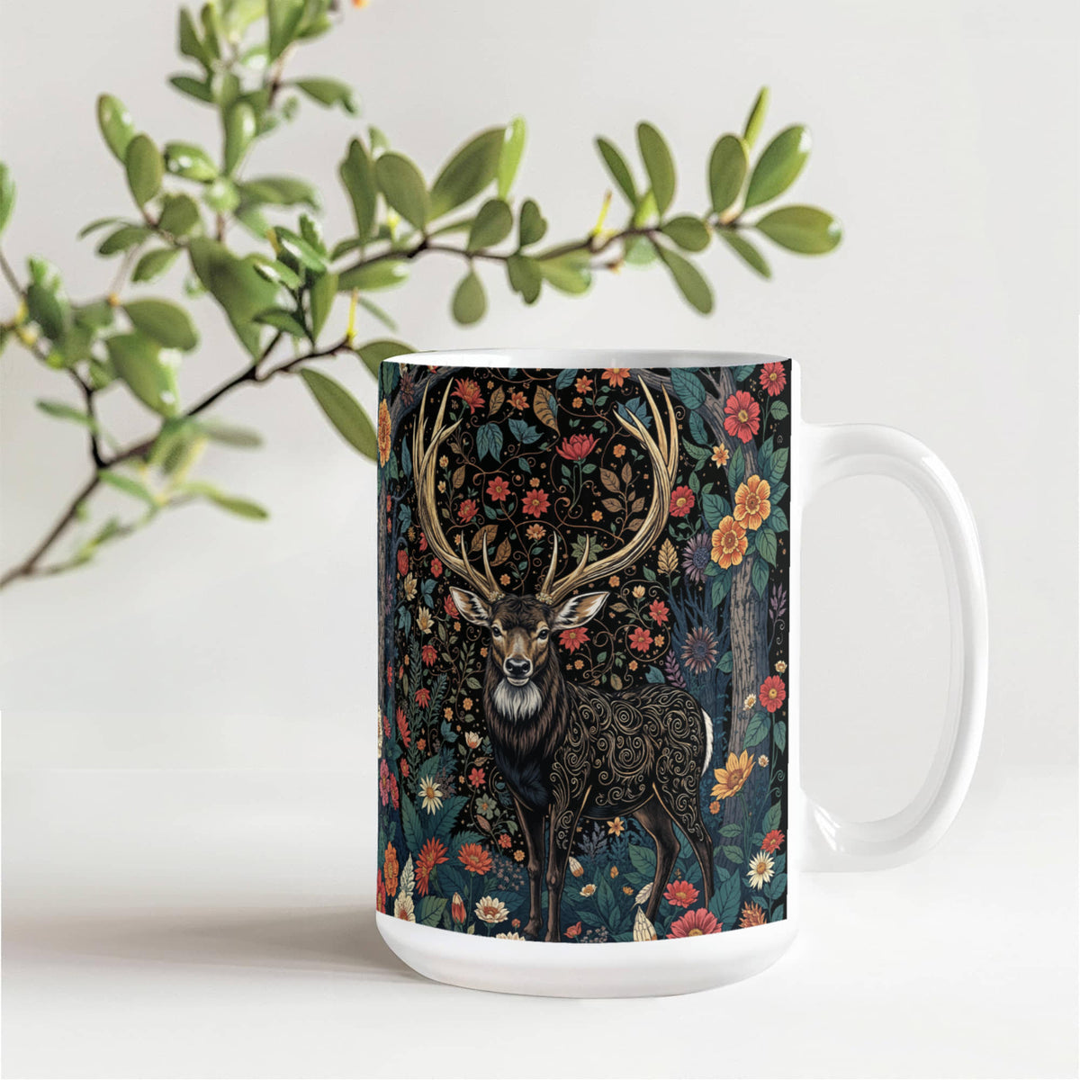 Deer In The Forest Coffee Mug, Nature Wildlife Gift