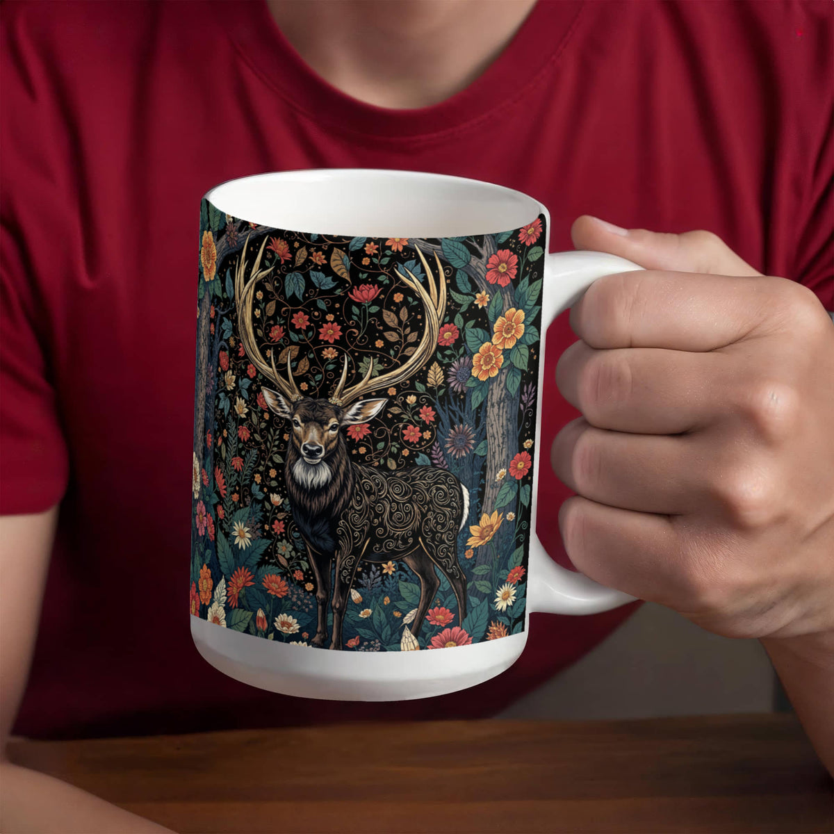 Deer In The Forest Coffee Mug, Nature Wildlife Gift