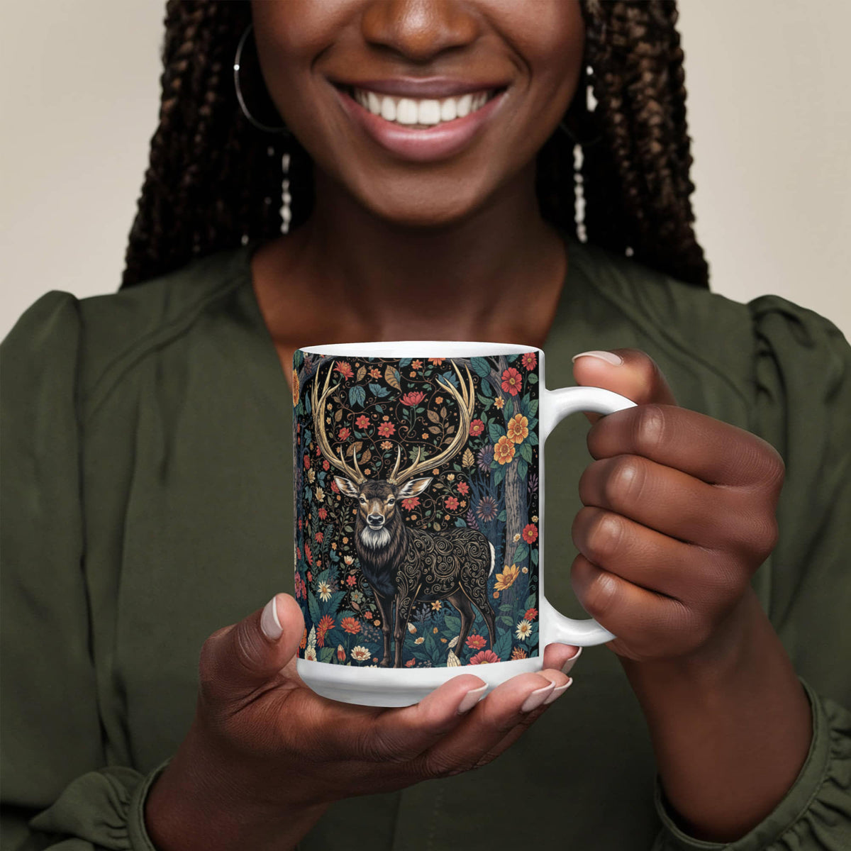 Deer In The Forest Coffee Mug, Nature Wildlife Gift