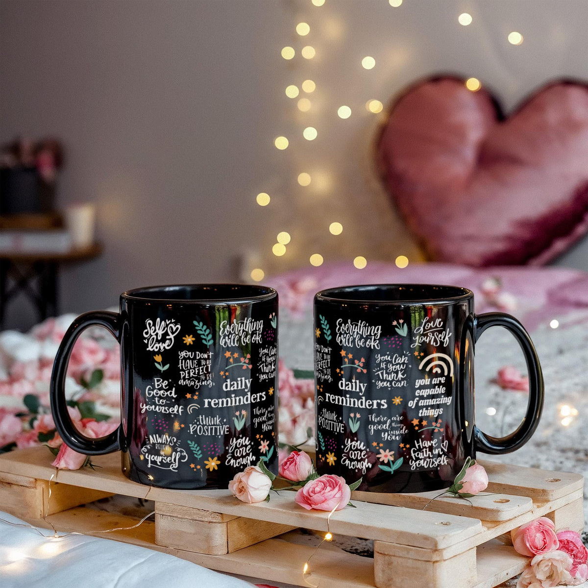 Daily Reminders Positive Affirmations Coffee Mug, Self Love Gift