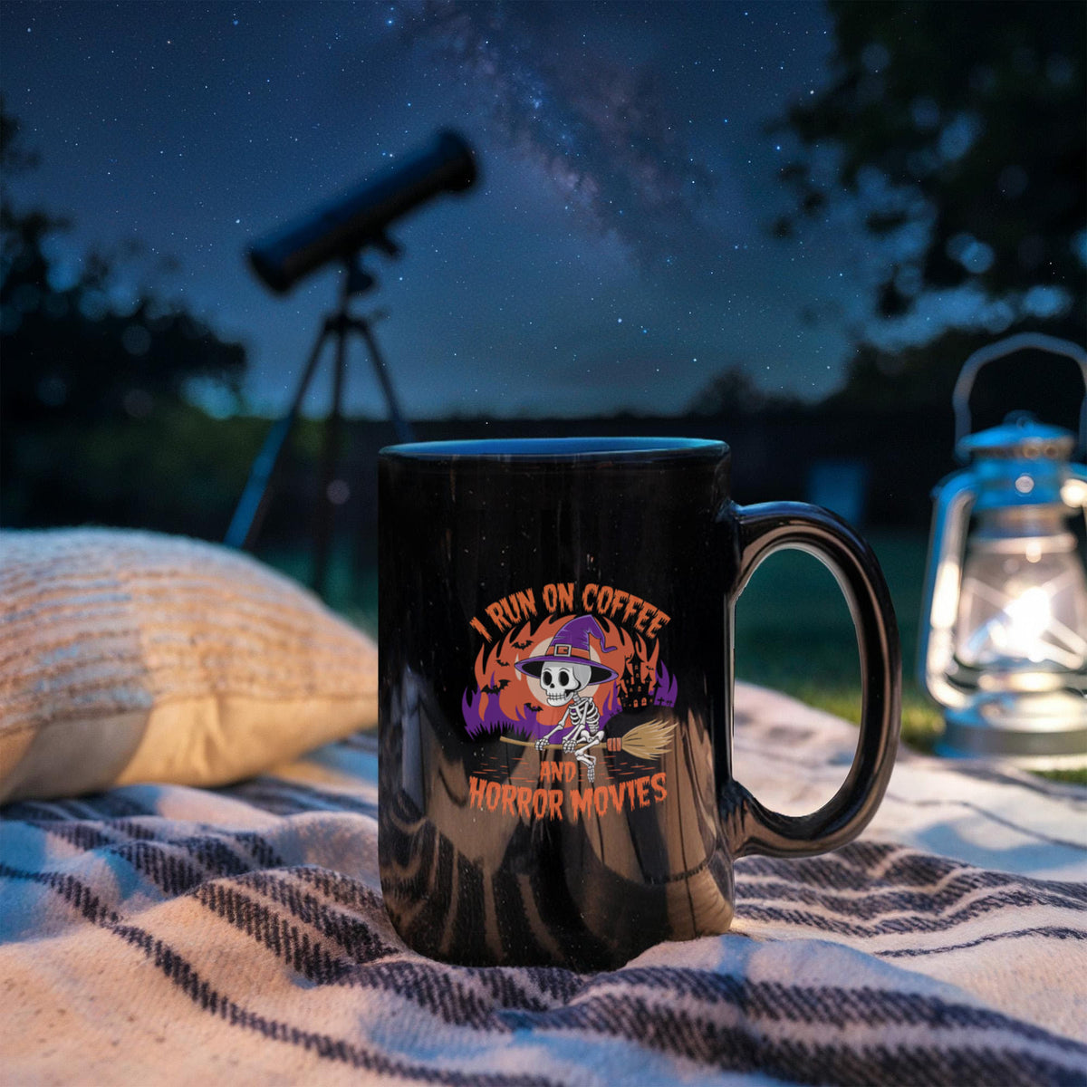 I Run On Coffee And Horror Movies Coffee Mug, Funny Horror Gift