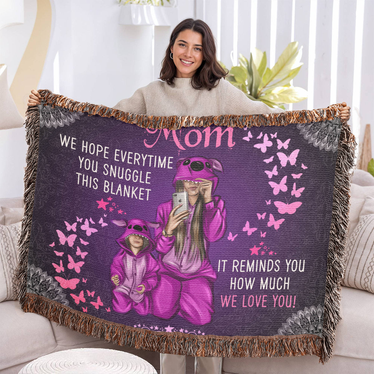 Grandpa, Feel Our Hugs (Sunflowers) — Heirloom Woven Blanket