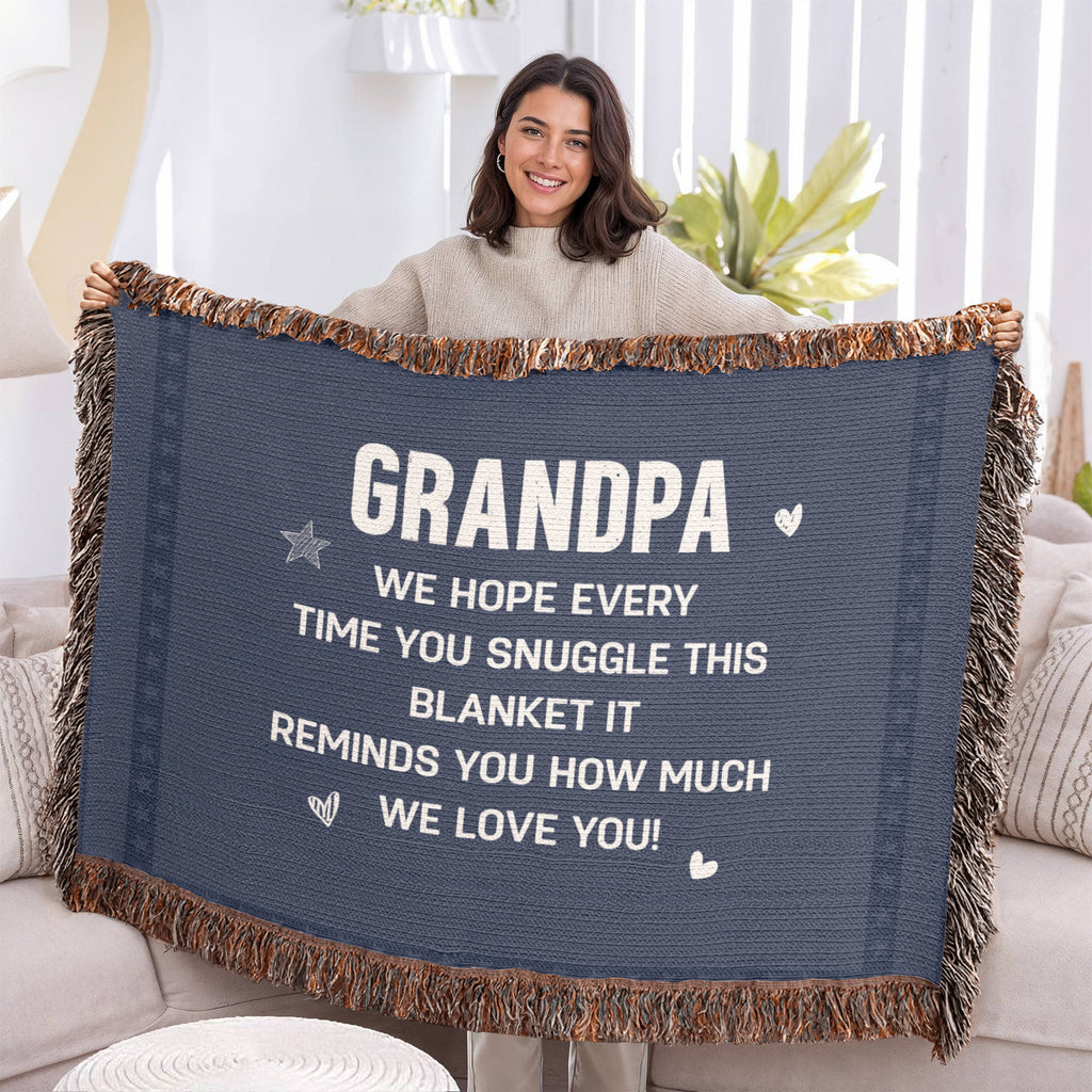 Grandpa, Feel All The Love We Send (Plaid) — Heirloom Woven Blanket