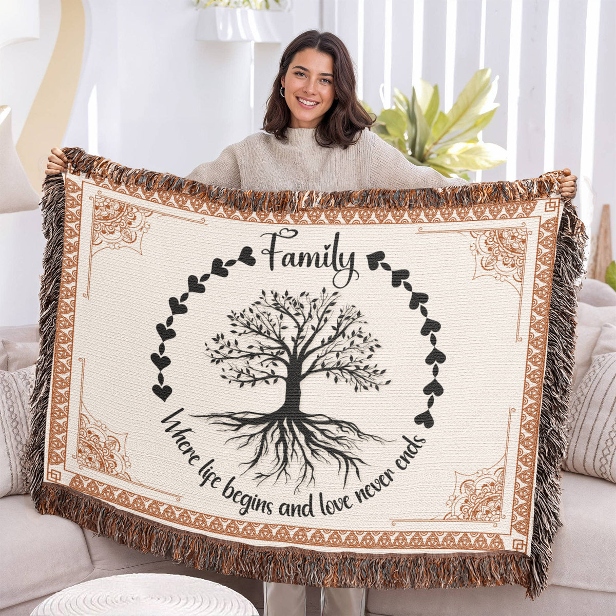 Family Tree, Where Life Begins — Heirloom Woven Blanket