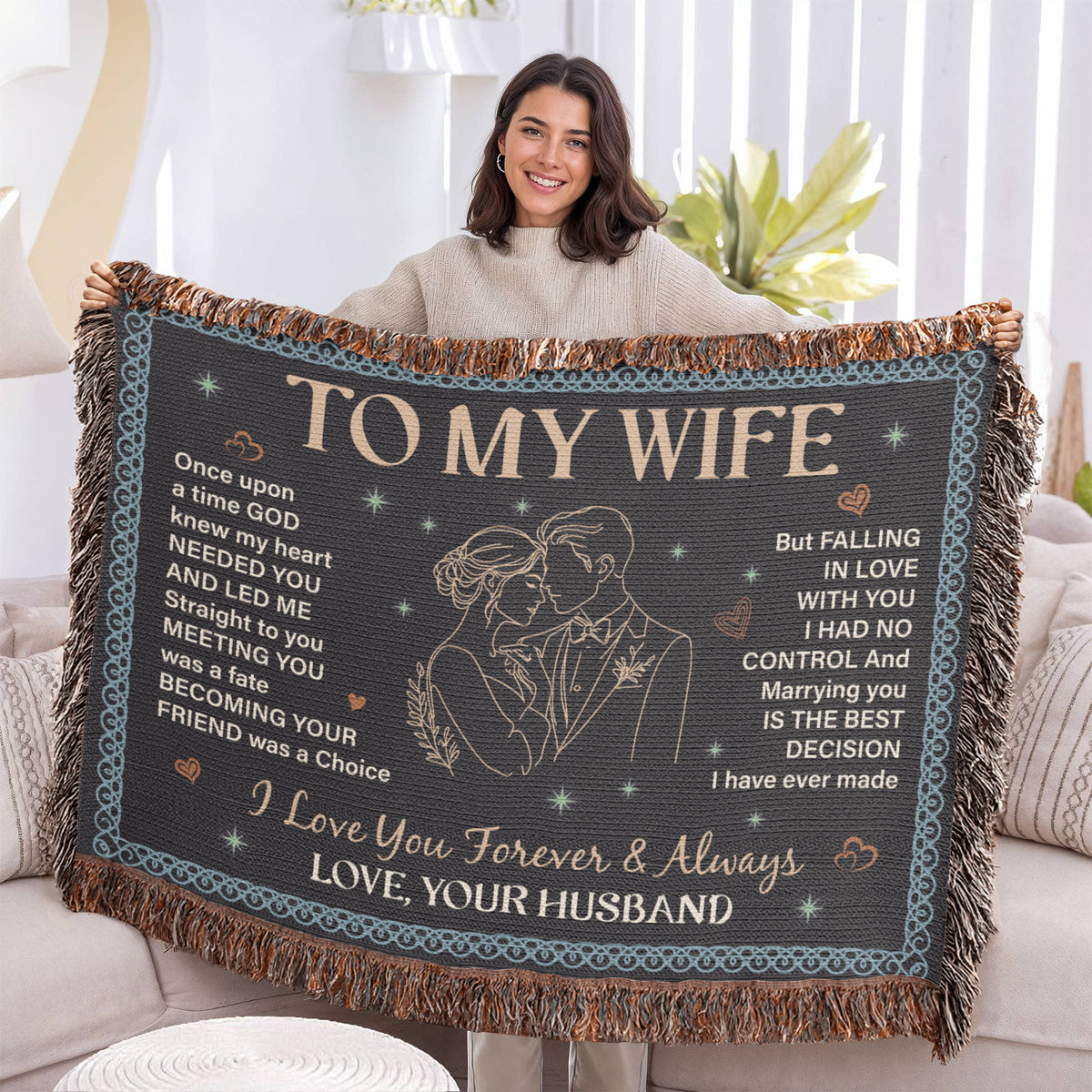 To My Wife, Forever & Always, Love Your Husband — Heirloom Woven Blanket