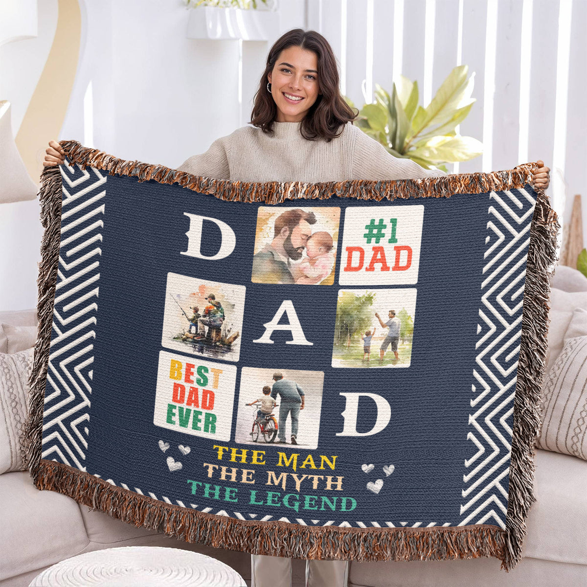 Best Dad Ever, The Man The Myth The Legend — Heirloom Woven Blanket