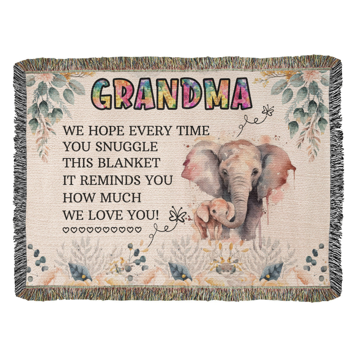 Grandma, Feel Our Hugs & Love (Sunflowers) — Heirloom Woven Blanket