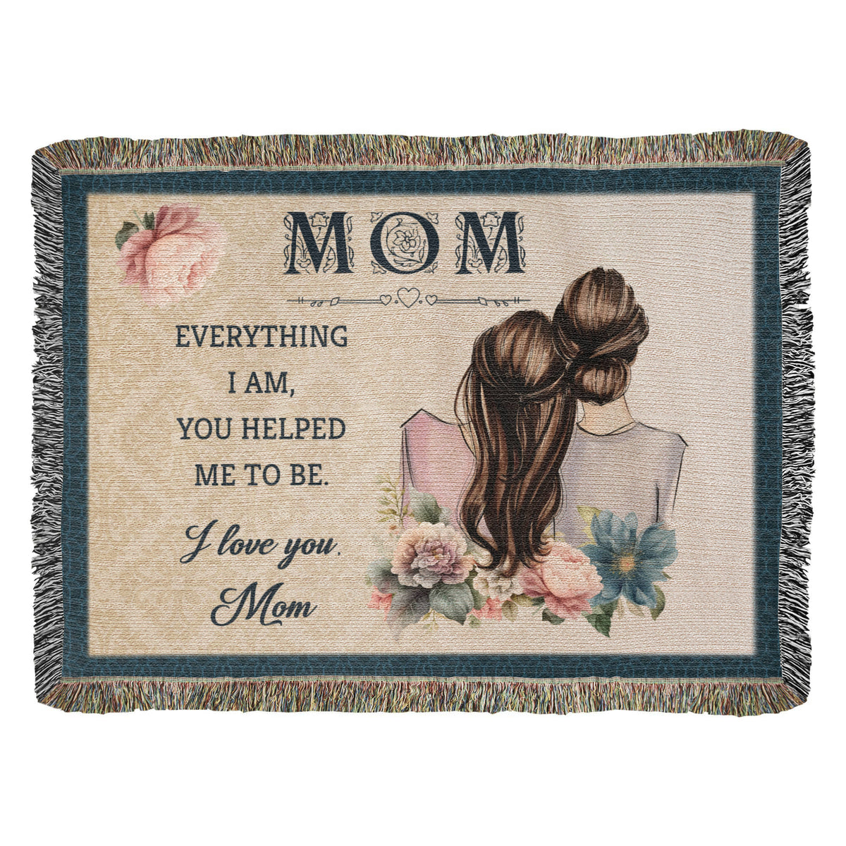 To My Mom, Heart Of Our Family (Elephants) — Heirloom Woven Blanket
