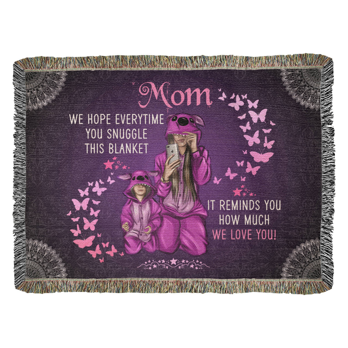 To My Mom, Feel Hugs Of Love (Plaid) — Heirloom Woven Blanket