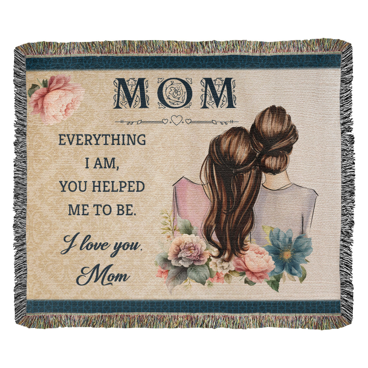 To My Mom, Heart Of Our Family (Elephants) — Heirloom Woven Blanket