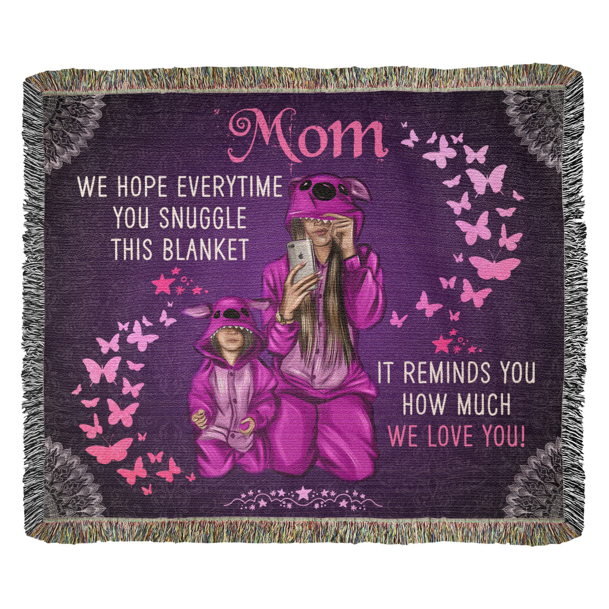To My Mom, Feel Hugs Of Love (Plaid) — Heirloom Woven Blanket