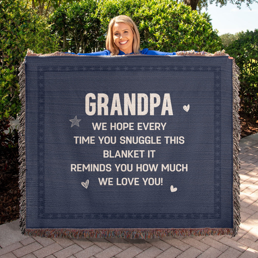 Grandpa, Feel All The Love We Send (Plaid) — Heirloom Woven Blanket