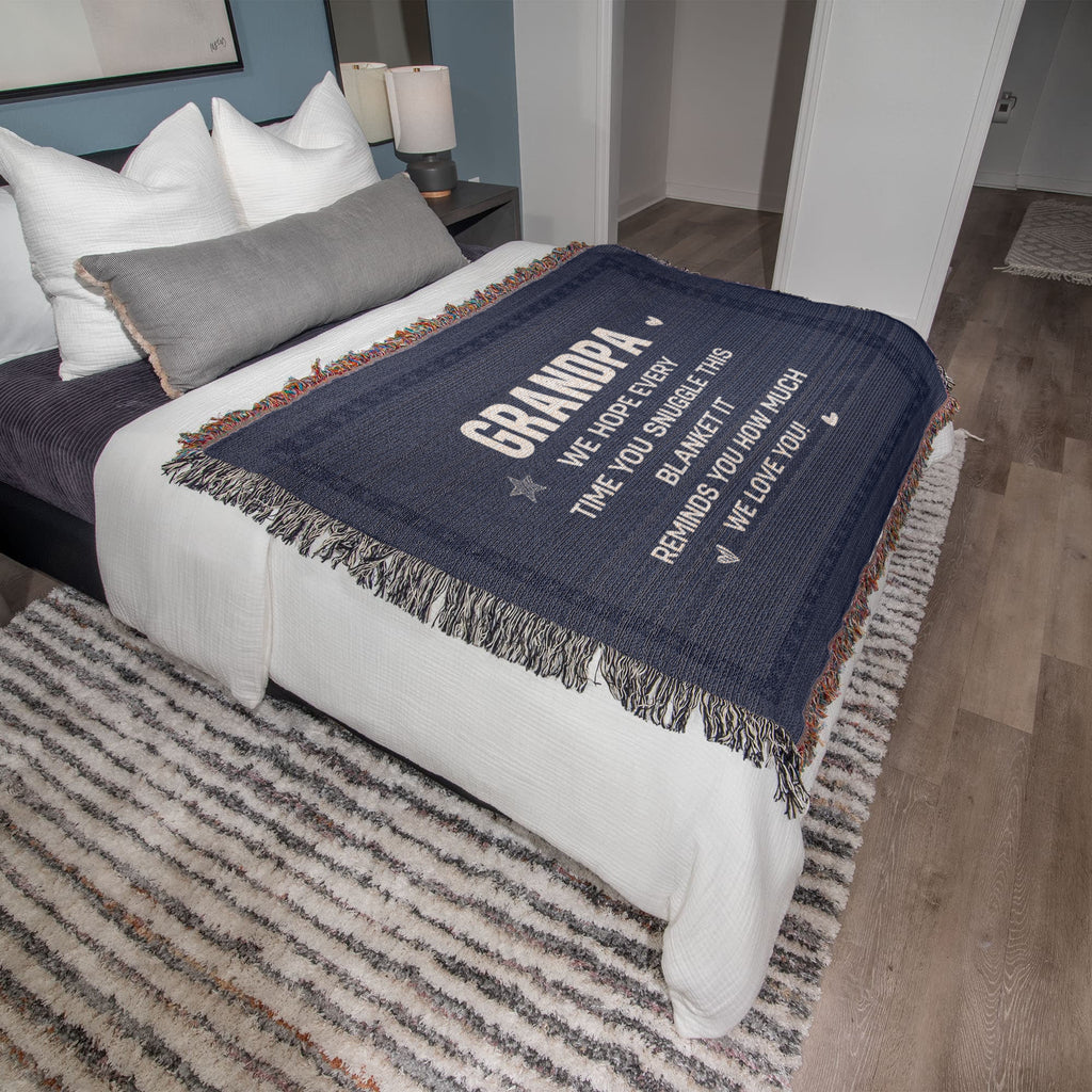 Grandpa, Feel All The Love We Send (Plaid) — Heirloom Woven Blanket