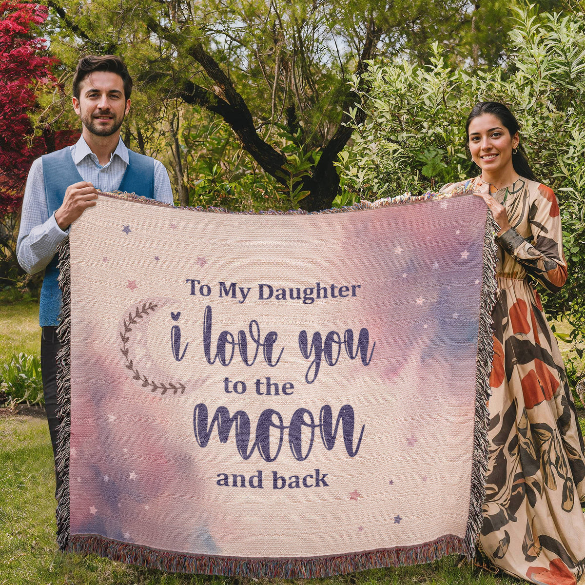 To My Daughter, Love You To The Moon And Back — Heirloom Woven Blanket