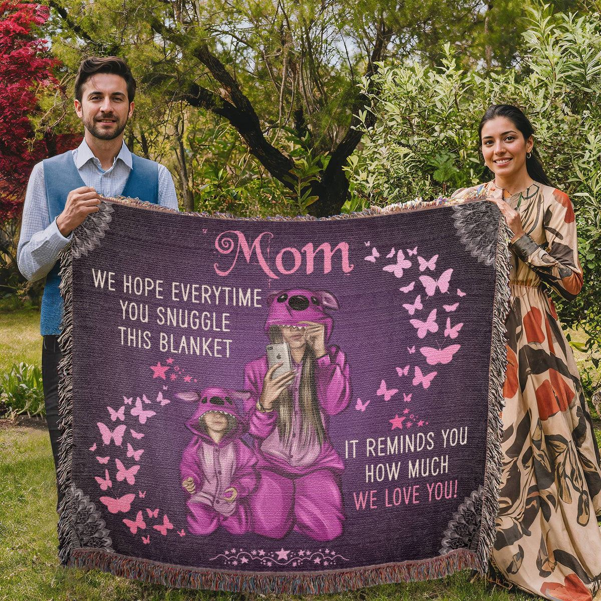 To My Mom, Feel Hugs Of Love (Plaid) — Heirloom Woven Blanket
