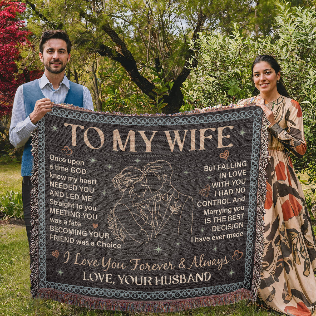 To My Wife, Forever & Always, Love Your Husband — Heirloom Woven Blanket