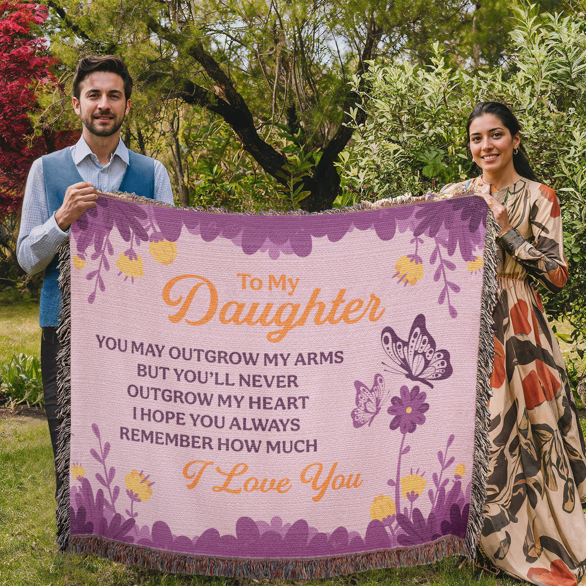 To My Daughter, Never Outgrow My Heart — Heirloom Woven Blanket