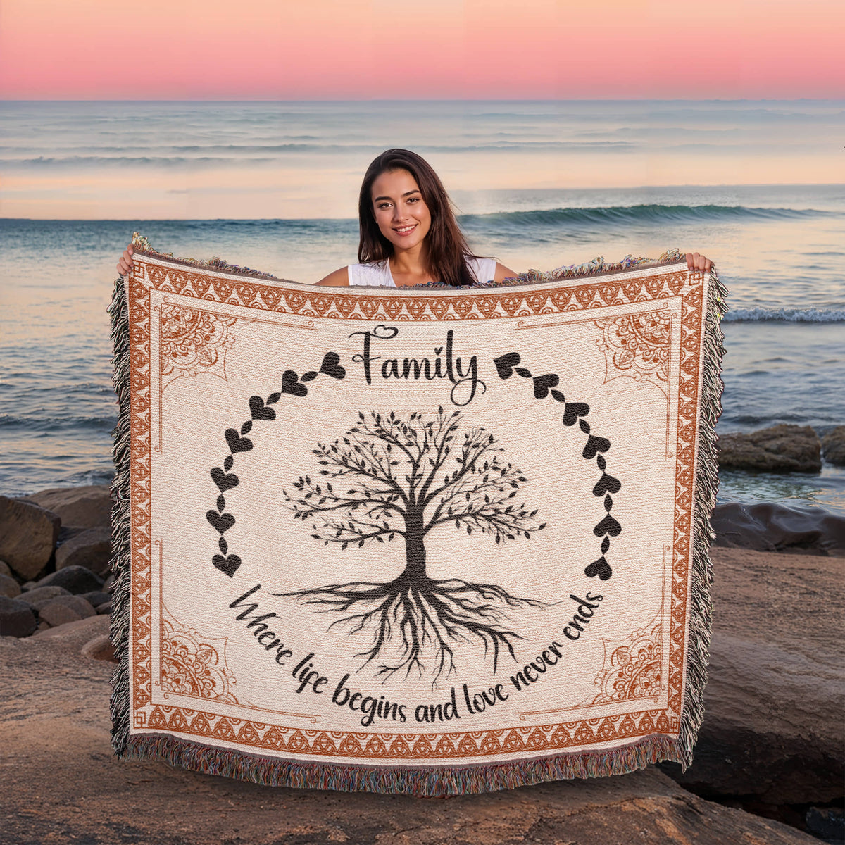 Family Tree, Where Life Begins — Heirloom Woven Blanket