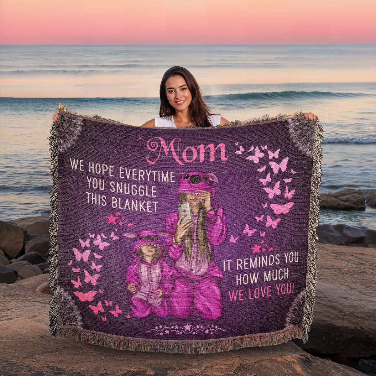 To My Mom, Feel Hugs Of Love (Plaid) — Heirloom Woven Blanket