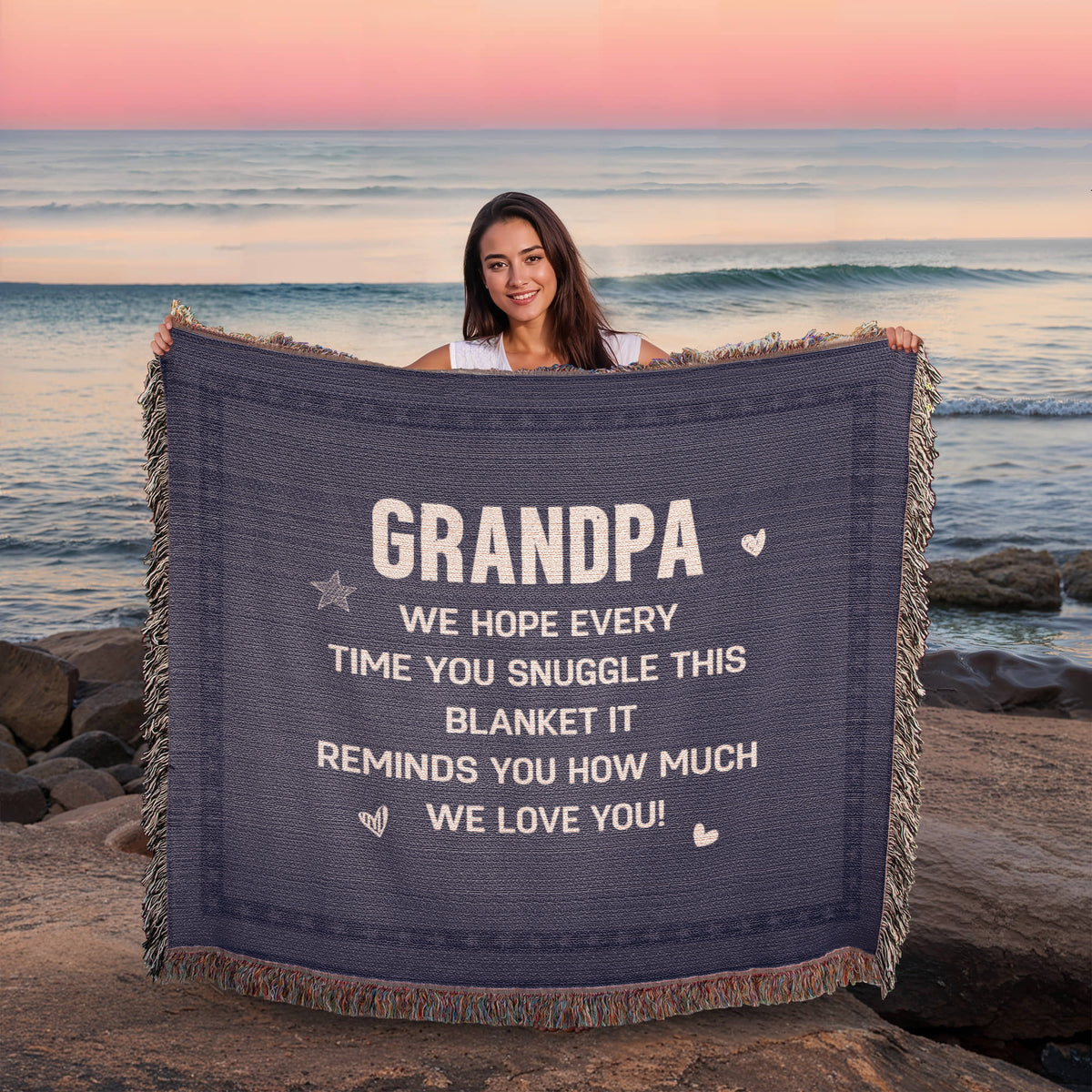 Grandpa, Feel All The Love We Send (Plaid) — Heirloom Woven Blanket