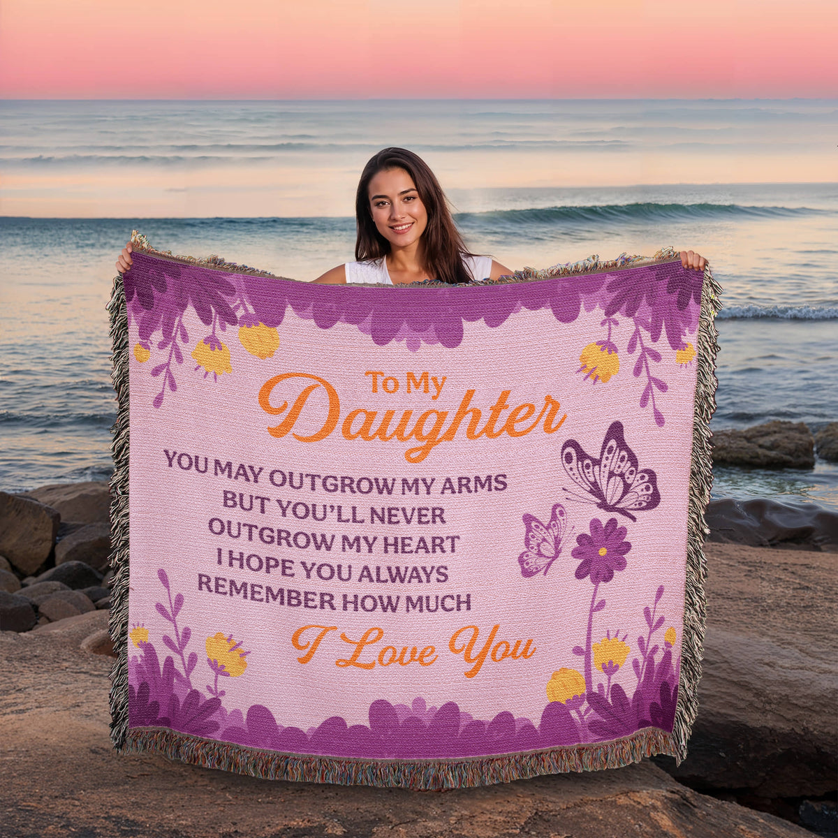 To My Daughter, Never Outgrow My Heart — Heirloom Woven Blanket