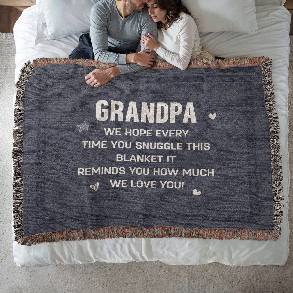 Grandpa, Feel All The Love We Send (Plaid) — Heirloom Woven Blanket