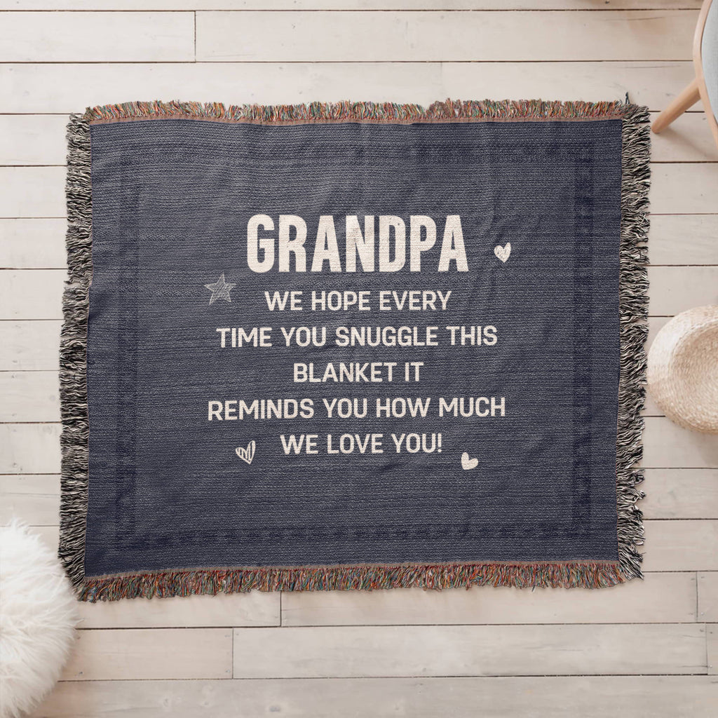 Grandpa, Feel All The Love We Send (Plaid) — Heirloom Woven Blanket