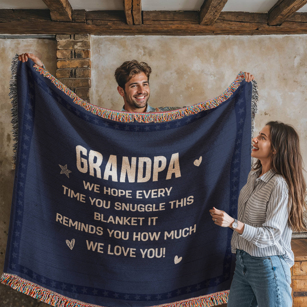 Grandpa, Feel All The Love We Send (Plaid) — Heirloom Woven Blanket