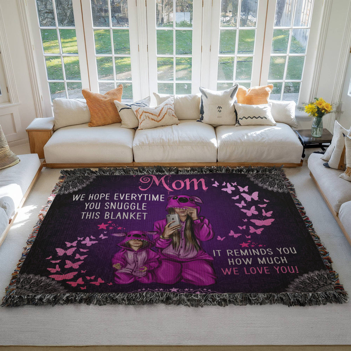 Grandpa, Feel Our Hugs (Sunflowers) — Heirloom Woven Blanket