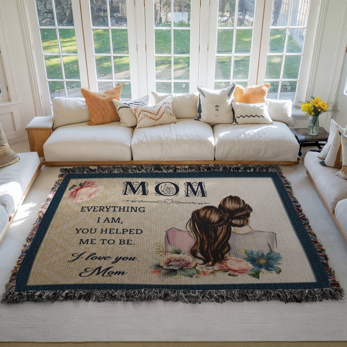 To My Mom, Heart Of Our Family (Elephants) — Heirloom Woven Blanket