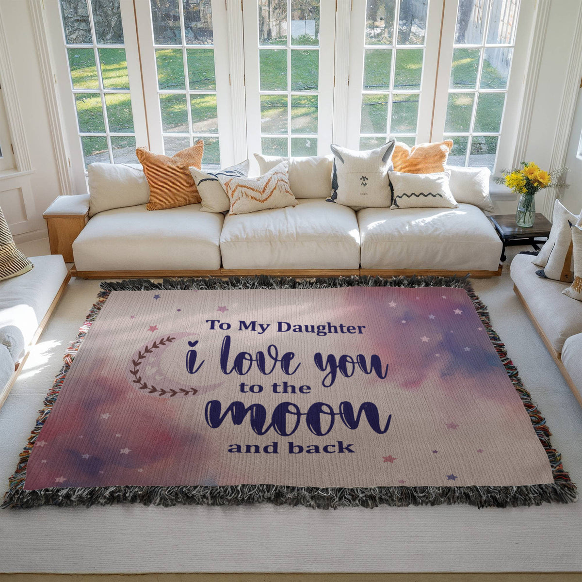 To My Daughter, Love You To The Moon And Back — Heirloom Woven Blanket