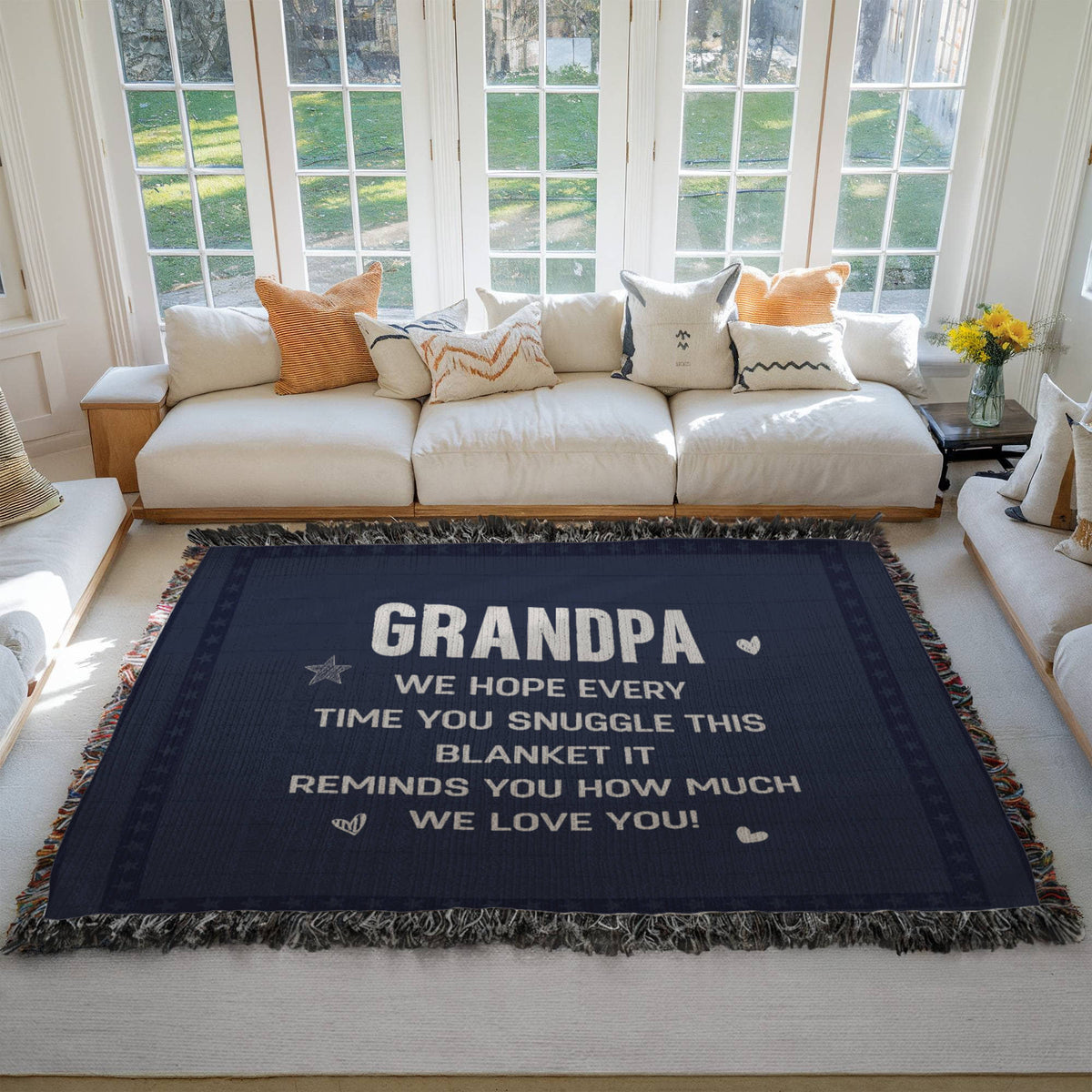 Grandpa, Feel All The Love We Send (Plaid) — Heirloom Woven Blanket