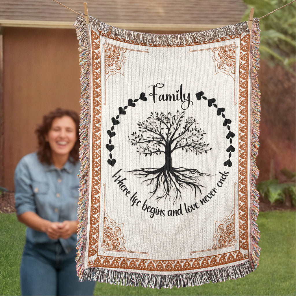 Family Tree, Where Life Begins — Heirloom Woven Blanket
