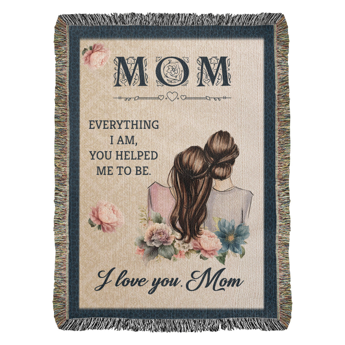 To My Mom, Heart Of Our Family (Elephants) — Heirloom Woven Blanket
